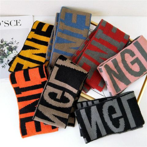 New Letter Knit Fashion Boxer Wool Scarf Student Warm Scarf