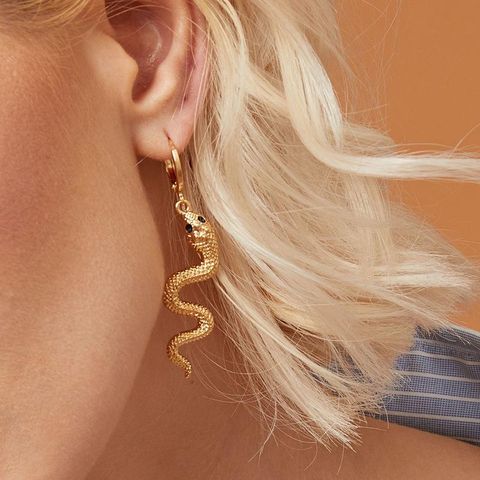 Jewelry Fashion Creative Snake Element Earrings Pop Punk Metal Snake Earrings