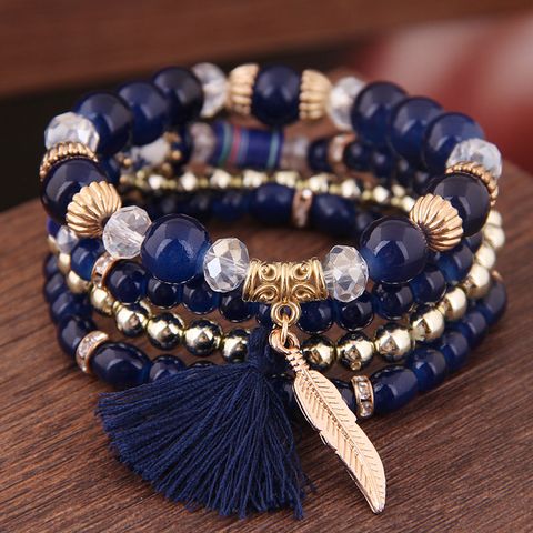 Perles Acryliques Simples Et Colorées Pendentif Feuille À Franges Multicouche Bracelet De Mode Nhsc181207