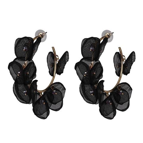 Fashion Earrings Chiffon Flower Contrast Color Earrings Wholesale