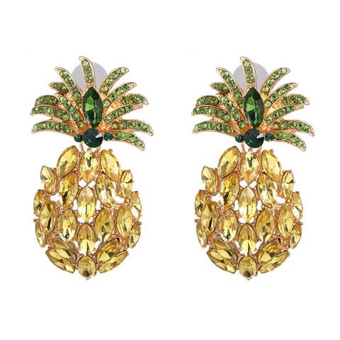 Rhinestone Crystal Pineapple Earrings Individual Fruit Earrings