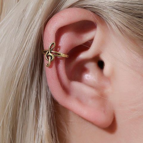 Men And Women Earrings Retro Simple Notes Ear Clip Personality Without Pierced Single Ear Bone Clip Fashion