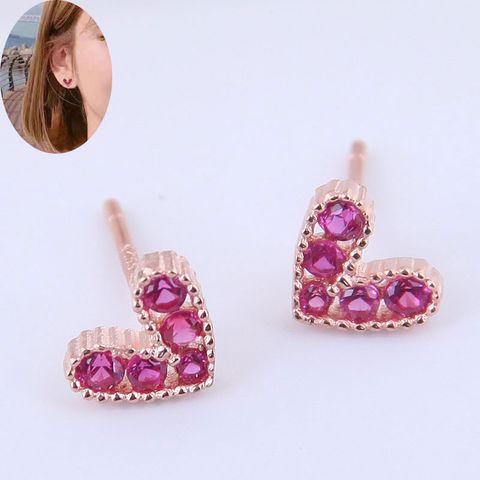 Korean Fashion Sweet Ol Small Flash Diamond Love Earrings