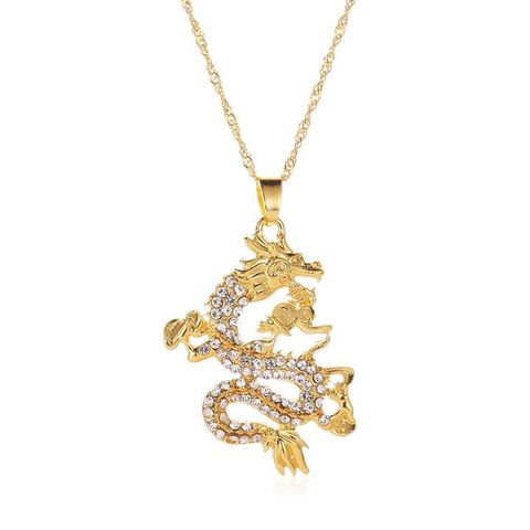 Jewelry Classic Diamond Dragon Pendant Sweater Chain Zodiac Flying Dragon Necklace