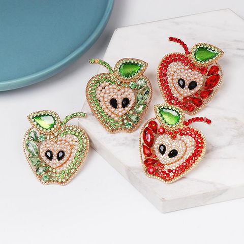 New Fruit Apple Earrings Diamond Earrings Wholesale
