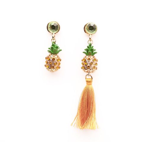 Jaimie Earrings Gold & Small Pineapple Tassel Earrings Simple Silver Earrings 925 Stud Earrings Asymmetric Fruit Earrings For Women