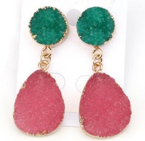 Womens Geometric Plastic Natural Stone  Resin Earrings Go190430120125