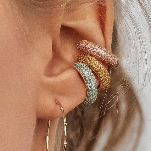 Fashion Geometric Diamond Alloy Artificial Gemstones Earrings Ear Studs