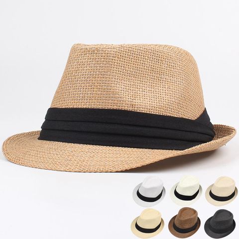 Herren Strohhüte Sommer Neue Hüte Europäische Und Amerikanische Jazz Hüte 30% Rabatt Mit Paar Strand Sonnenschirm Strohhut Großhandel