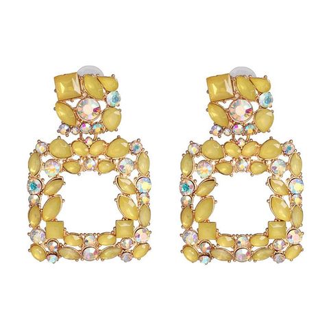 Womens Geometric Rhinestone Alloy Earrings Nhjj124315