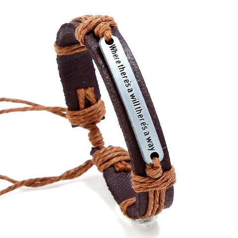 Unisex Geometric Leather English Letter Weaving  Bracelets &amp; Bangles Nhpk120782