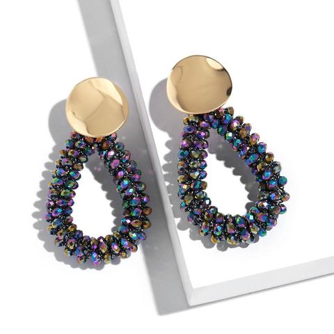 Ethnic Style Geometric Plating Alloy Artificial Gemstones Earrings