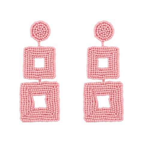 Creative Woven Double-sided Rice Beads Square Earrings Nhas128323