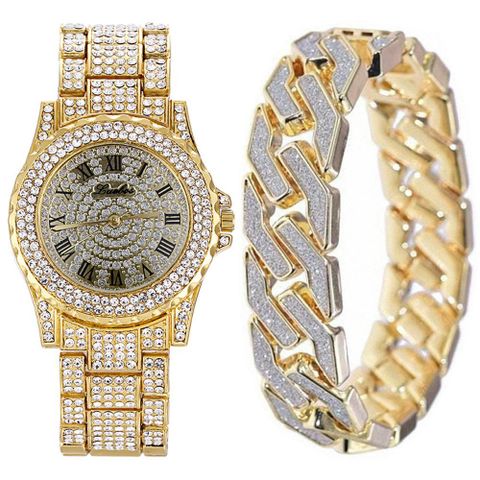 Fashion Luxury Steel Band Quartz Watch Bracelet Set Nhup130098