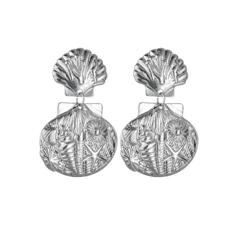Fashion Starfish Shell Metal Texture Earrings Nhbq130388