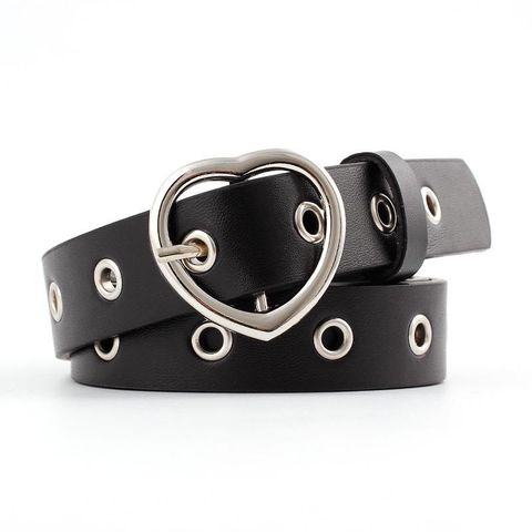 Fashion Woman Faux Leather Heart-shaped Buckle Air Hole Belt For Jeans Dress Multicolor Nhpo134175