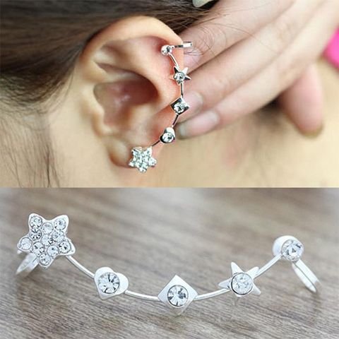 Fashion Women Star Rhinestone Ear Cuff Clip Earrings Alloy Alloyen Nhdp136110