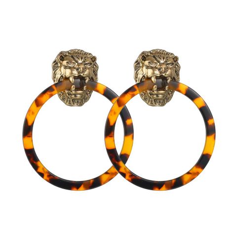 Fashion Ring Lion Head Resin Earrings Nhbq137794