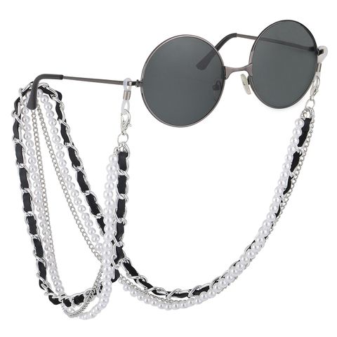 Multi-layer Tassel Beads Metal Glasses Chain Nhbc131102