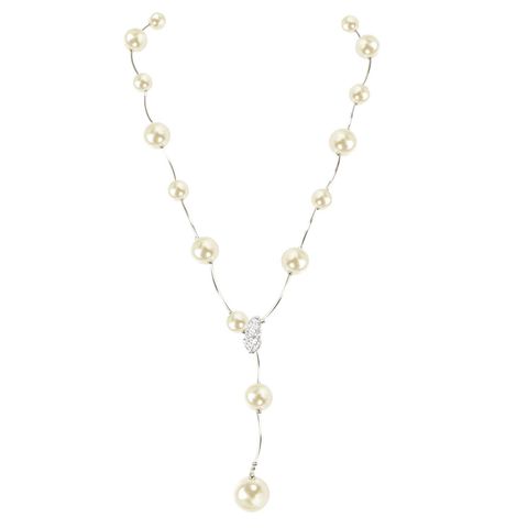 Fashion Long Rhinestone-studded Beads Necklace Nhct131696