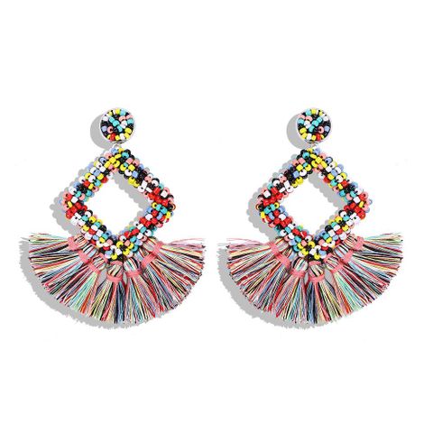 Fashion Woven Color Tassel Beads Earrings Nhjq141832