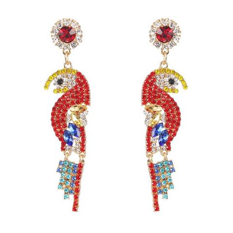 Colorful Rhinestone-studded Bird Earrings Nhjj142144