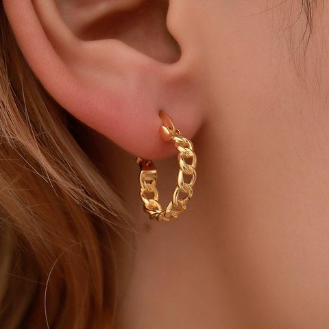 Simple Hollow Alloy Chain Hoop Earrings Nhdp145185