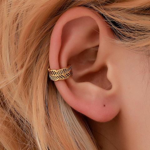 New Minimalist Leaf Copper Ear Cuff Clip Earrings Nhdp145336