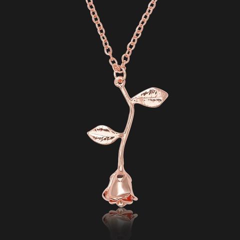 Fashion Rose Copper Chain Alloy Necklace Nhcu146636