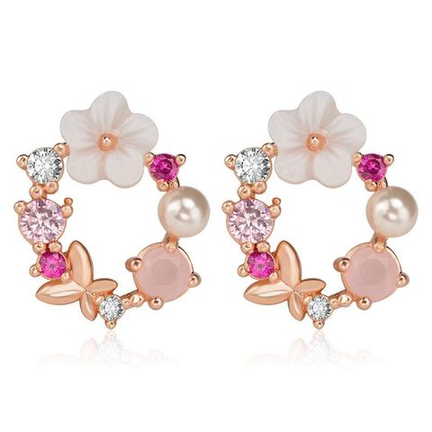 Sweet New Beads Bow Garland Stud Earrings Nhdp147186