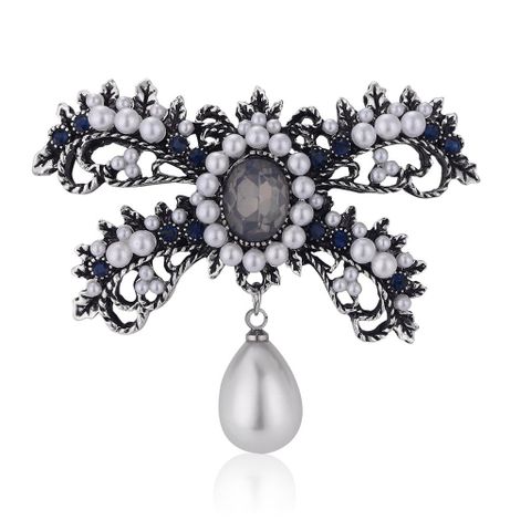 Hersteller Liefern Retro Perlen Brosche Einfache Kreative Strass Bowknot Corsage Damen Spot Großhandel