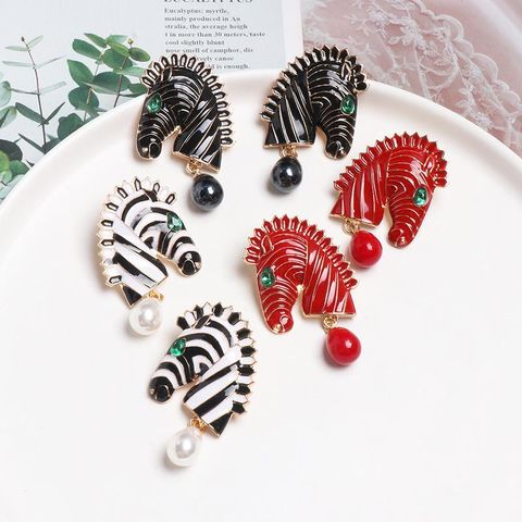 Fashion Horse Stoving Varnish Alloy Artificial Gemstones Earrings Ear Studs