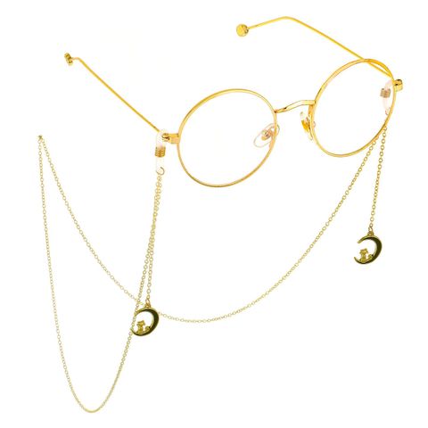 Golden Cat Moon Pendant Handmade Glasses Chain Nhbc151489