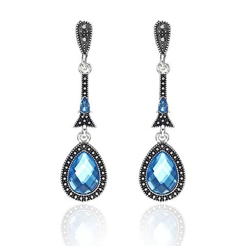 Fashion Water Droplets Plating Alloy Artificial Gemstones Earrings