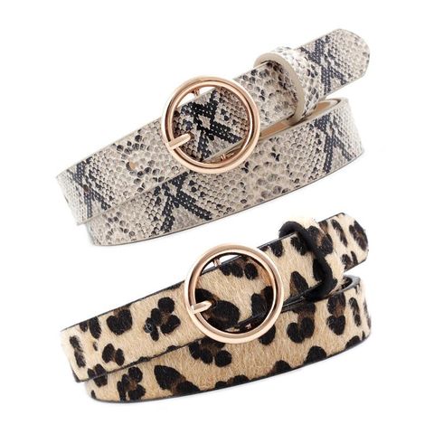 Fashion Round Button Leopard Snake Tattoo Slim Belt Nhpo153279