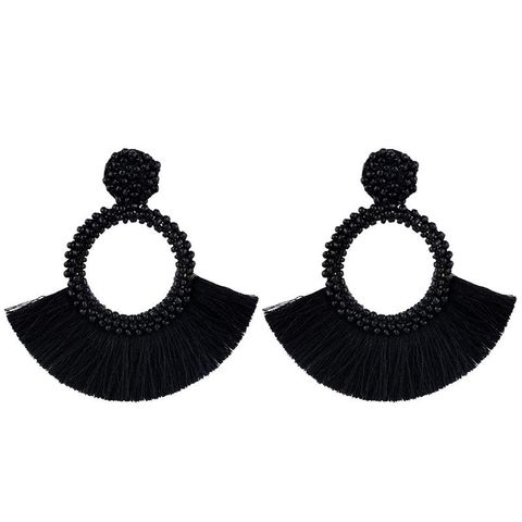 Fashion Beaded Fan-shaped Tassel Earrings Nhas149063