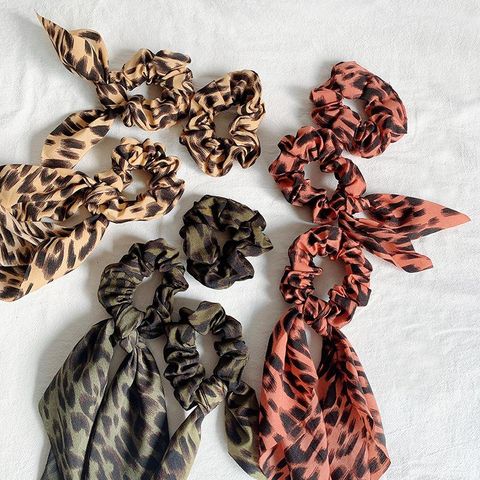 Color Leopard Print Hair Band Chiffon Elastic Hair Rope Nhof154782