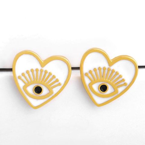 Aretes De Cobre Con Forma De Corazón Y Ojos Nhas155431