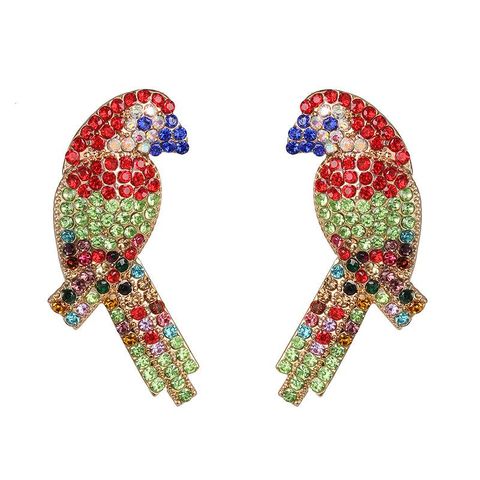 Fashion Color Rhinestone Bird Stud Earrings Nhjj155434