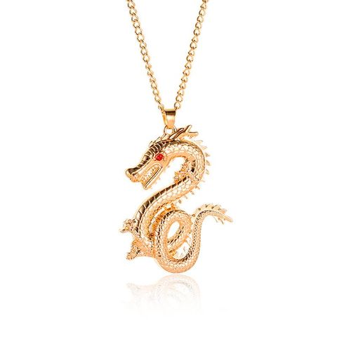 Exquisite Vintage Zodiac Dragon Flash Diamond Necklace Nhdp149305