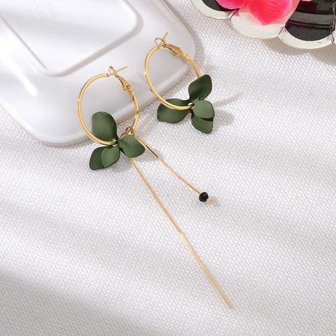 Neue Koreanische Version Der Beliebten Asymmetrischen Ohrringe Mit Blüten Blättern Mode Persönlichkeit Lange Geometrische Kreis Quaste Ohrringe Ohrringe