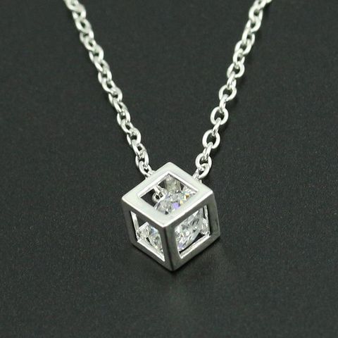 Fashion Zircon Three-dimensional Happiness Cube Necklace Nhdp149392