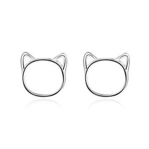 Sweet Hollow Cat Alloy Stud Earrings Nhcu149843