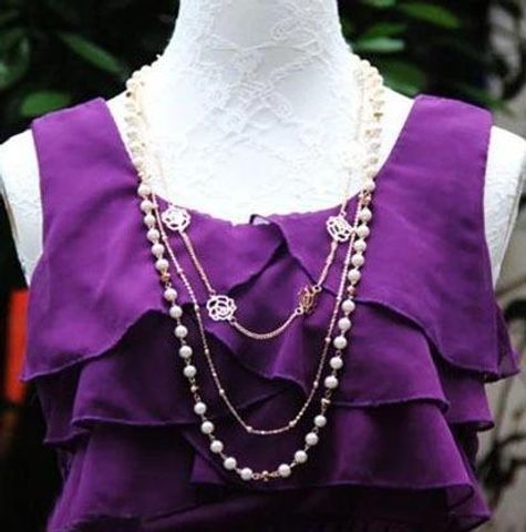 Korean Fashion Crystal Long Necklace Nhdp150097