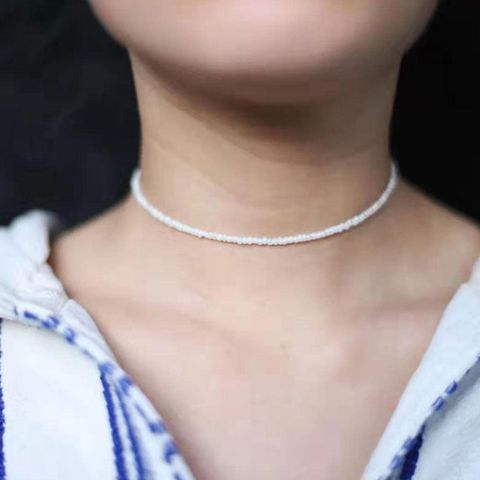 Europäische Und Amerikanische Göttin Temperament Halskette Bohemian Kurze Halskette Choker Reis Perlen Halskette 12060