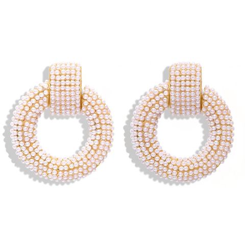 Fashion Diamond Pearl Alloy Flower Earrings Nhjq150523