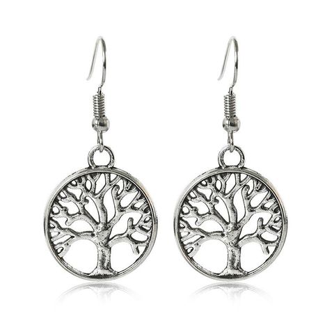 Aretes De Oreja De Árbol De Navidad De Árbol De Vida Redondo Y Redondo Adornos De Oreja Vintage