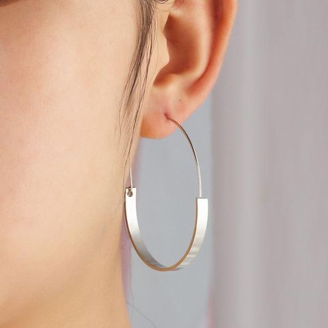 Simple Half-circle Hoop Earrings  Curved  Women's Earrings Green Gold Electroplating Silver