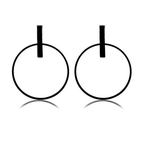 Geometric Round Stud Earrings Temperament Large Circle Women's Earrings Electroplated Gold Silver Black