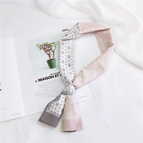 Color-blocking Flat-necked Scarf And Scarves Women's New Korean Ribbon Wristband Streamer